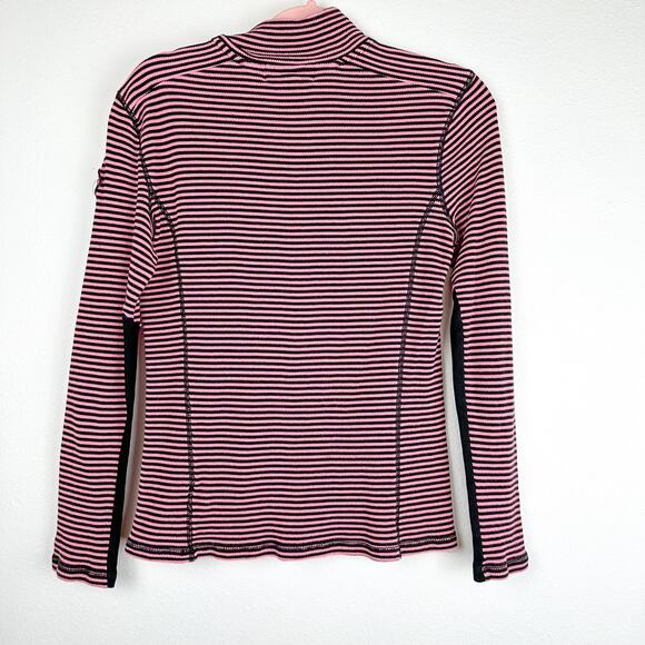 Lauren Ralph Lauren Active Quarter Zip Pullover Pink/Black Stripe - Picture 3 of 5